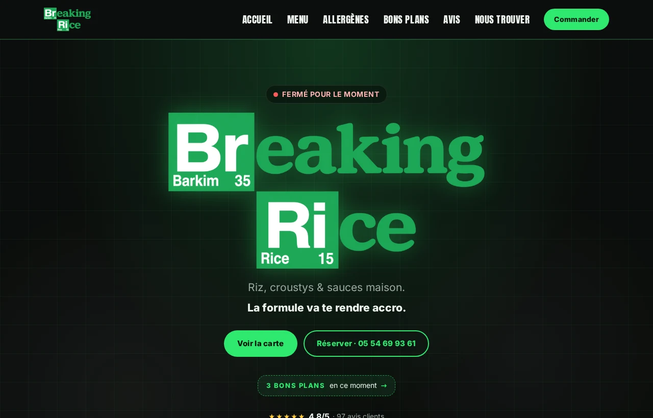Aperçu du site Breaking Rice