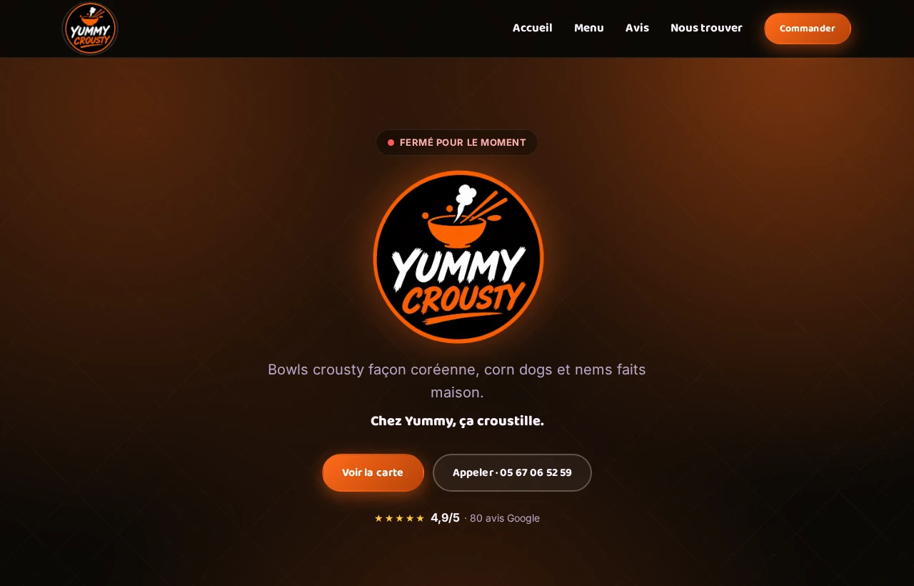Aperçu du site Yummy Crousty