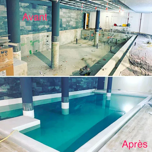 Piscine intérieure, avant / après